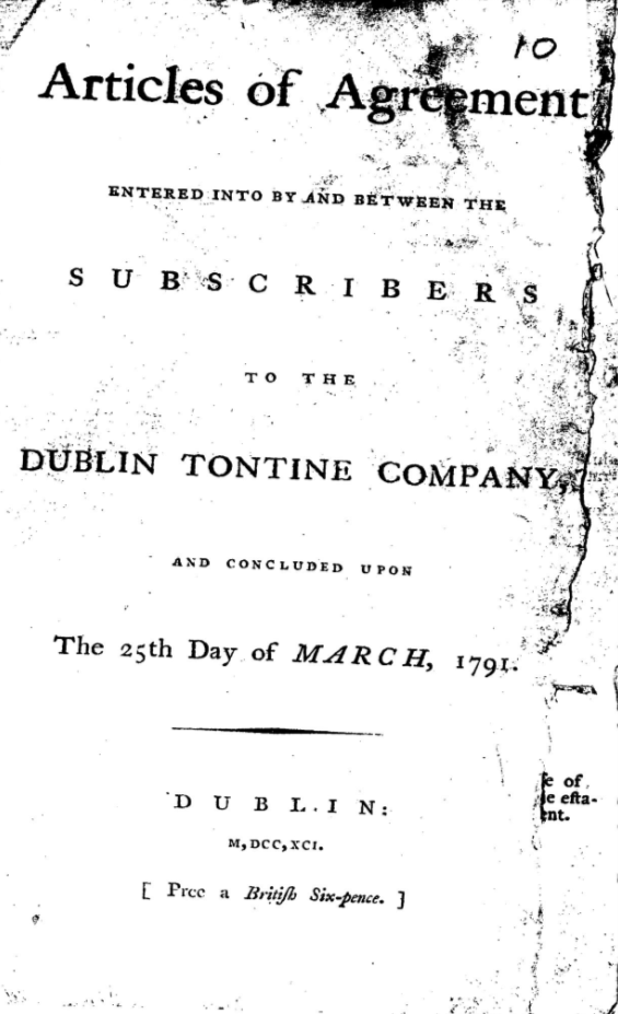 Articles of Agreement of the Dublin Tontine Company (1791)